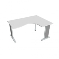 Pracovný stôl Flex, ergo, ľavý, 160x75,5x120 (80x60) cm, biela/kov