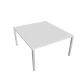 Pracovný stôl Uni, zdvojený, 140x75,5x160 cm, biela/sivá