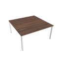 Pracovný stôl Uni, zdvojený, 160x75,5x160 cm, orech/biela