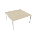 Pracovný stôl Uni, zdvojený, 160x75,5x160 cm, agát/biela