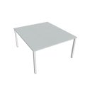 Pracovný stôl Uni, zdvojený, 140x75,5x160 cm, sivá/biela