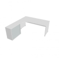 Pracovný stôl Gate, ergo, pravý, 180x75,5x200 cm, biela/biela