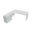Pracovný stôl Gate, ergo, pravý, 180x75,5x200 cm, biela/sivá