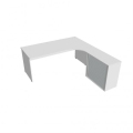 Pracovný stôl Gate, ergo, ľavý, 180x75,5x200 cm, biela/biela