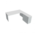 Pracovný stôl Gate, ergo, ľavý, 180x75,5x200 cm, biela/sivá