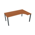 Pracovný stôl Uni, ergo, ľavý, 180x75,5x120 cm, čerešňa/čierna