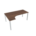Pracovný stôl Uni, ergo, pravý, 180x75,5x120 cm, orech/sivá