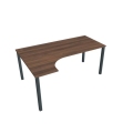 Pracovný stôl Uni, ergo, pravý, 180x75,5x120 cm, orech/čierna