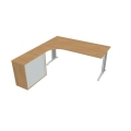 Pracovný stôl Flex, ergo, pravý, 180x75,5x120 (40x80) cm, dub/kov