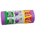 Vrecia zaväzovacie FINO Color 60 ℓ, 13 mic., 59 x 72 cm, fialové (20 ks)