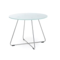 Konferenčný stolík SV 40, p. 60 cm, v. 45 cm, tvrdené mliečne sklo, kovová podnož chróm