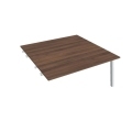 Pracovný stôl UNI A, k pozdĺ. reťazeniu, 160x75,5x160 cm, orech/sivá