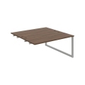 Pracovný stôl UNI O, k pozdĺ. reťazeniu, 160x75,5x160 cm, orech/sivá