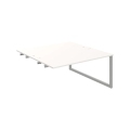 Pracovný stôl UNI O, k pozdĺ. reťazeniu, 160x75,5x160 cm, biela/sivá