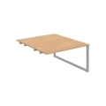 Pracovný stôl UNI O, k pozdĺ. reťazeniu, 140x75,5x160 cm, dub/sivá