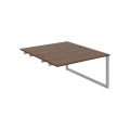 Pracovný stôl UNI O, k pozdĺ. reťazeniu, 140x75,5x160 cm, orech/sivá