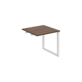 Pracovný stôl UNI O, k pozdĺ. reťazeniu, 80x75,5x80 cm, orech/biela