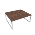 Pracovný stôl UNI O, 180x75,5x160 cm, orech/sivá