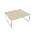 Pracovný stôl UNI O, 180x75,5x160 cm, agát/biela