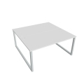 Pracovný stôl UNI O, 160x75,5x160 cm, biela/sivá