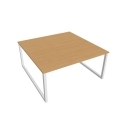 Pracovný stôl UNI O, 160x75,5x160 cm, buk/biela