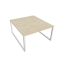Pracovný stôl UNI O, 140x75,5x160 cm, agát/biela