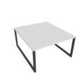 Pracovný stôl UNI O, 140x75,5x160 cm, biela/čierna
