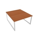Pracovný stôl UNI O, 140x75,5x160 cm, čerešňa/biela