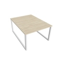 Pracovný stôl UNI O, 120x75,5x160 cm, agát/biela