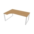 Pracovný stôl UNI O, ergo, pravý, 180x75,5x120 cm, dub/biela