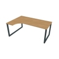 Pracovný stôl UNI O, ergo, pravý, 180x75,5x120 cm, dub/čierna