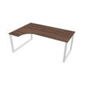Pracovný stôl UNI O, ergo, pravý, 180x75,5x120 cm, orech/biela