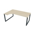 Pracovný stôl UNI O, ergo, pravý, 180x75,5x120 cm, agát/čierna