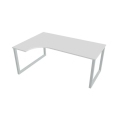 Pracovný stôl UNI O, ergo, pravý, 180x75,5x120 cm, biela/sivá