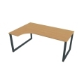 Pracovný stôl UNI O, ergo, pravý, 180x75,5x120 cm, buk/čierna