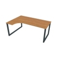 Pracovný stôl UNI O, ergo, pravý, 180x75,5x120 cm, jelša/čierna
