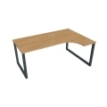 Pracovný stôl UNI O, ergo, ľavý, 180x75,5x120 cm, dub/čierna