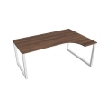 Pracovný stôl UNI O, ergo, ľavý, 180x75,5x120 cm, orech/biela