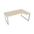 Pracovný stôl UNI O, ergo, ľavý, 180x75,5x120 cm, agát/sivá