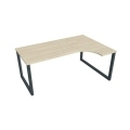 Pracovný stôl UNI O, ergo, ľavý, 180x75,5x120 cm, agát/čierna