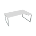 Pracovný stôl UNI O, ergo, ľavý, 180x75,5x120 cm, biela/sivá