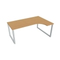 Pracovný stôl UNI O, ergo, ľavý, 180x75,5x120 cm, buk/sivá