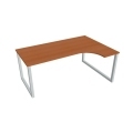 Pracovný stôl UNI O, ergo, ľavý, 180x75,5x120 cm, čerešňa/sivá