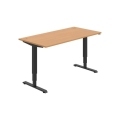 Pracovný stôl RUN, ZO, 3S, 160x64,5-130,5x80 cm, buk/čierna