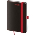 Diár BLACK RED týždenný vreckový A6 9x14cm 2026