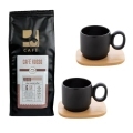 Darčeková sada Q Café Rosso 250g + 2x220ml keramický hrnček čierny