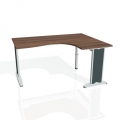 Pracovný stôl Flex, ergo, ľavý, 160x75,5x120 (80x60) cm, orech/kov