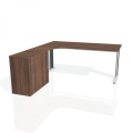 Pracovný stôl Flex, ergo, pravý, 180x75,5x200,0 (40x80) cm, orech/kov