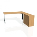 Pracovný stôl Flex, ergo, ľavý, 180x75,5x200,0 (80x40) cm, buk/kov