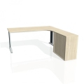Pracovný stôl Flex, ergo, ľavý, 180x75,5x200,0 (80x40) cm, agát/kov